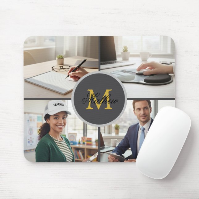 Alfombrilla De Ratón Four Photo Monogram Personalized Mouse Pad (Con ratón)