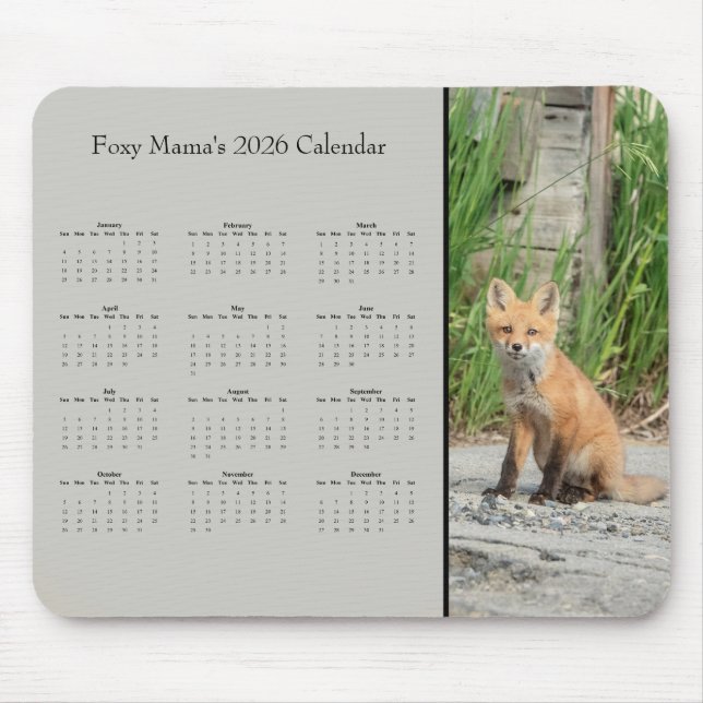 Alfombrilla De Ratón Fox - Customizable full year 2026 calendar (Frente)