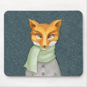 Alfombrilla De Ratón Fox en Ilustracion de escarf invernal
