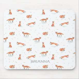 Alfombrilla De Ratón Fox personalizado de la acuarela