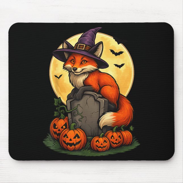 Alfombrilla De Ratón Fox Pumpkin Halloween Tees For Men Women Girls Cos (Frente)
