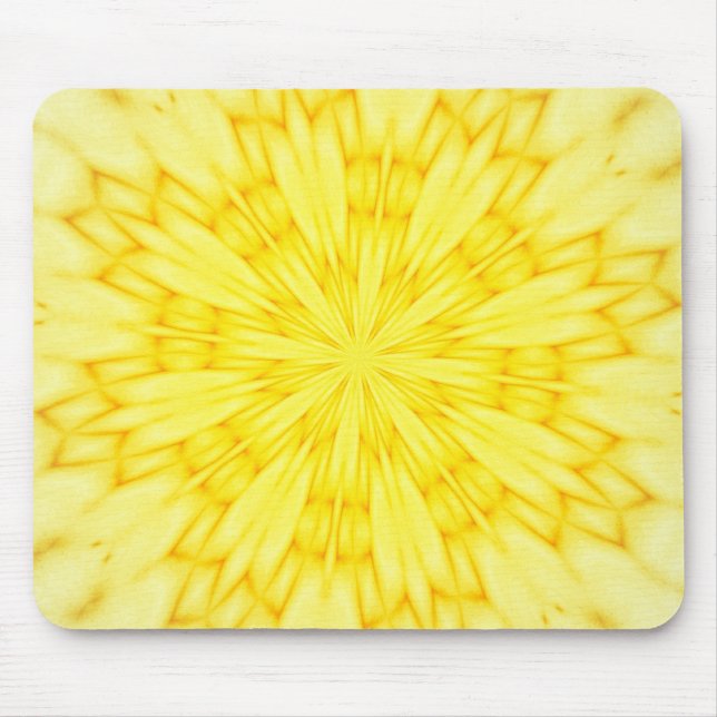Alfombrilla De Ratón Fractal amarillo del flor (Frente)