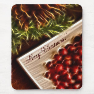 Alfombrilla De Ratón Fractal Cranberry Navidades con Personalizable Tex