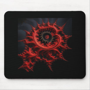 Alfombrilla De Ratón Fractal de Mandelbrot rojo en un fondo negro