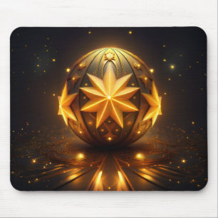 Alfombrilla De Ratón Fractal Fantasía Esfera de Bronce Estrellas Dorada