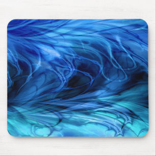 Alfombrilla De Ratón Fractal Mousepad azul de mármol