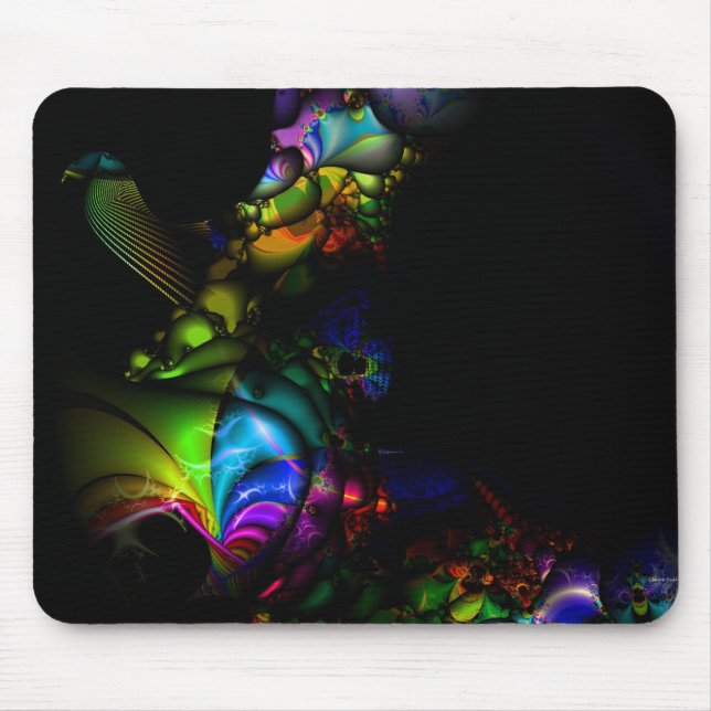 Alfombrilla De Ratón Fractal Mousepad del arco iris del pájaro (Frente)
