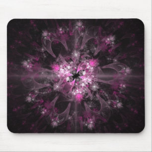 Alfombrilla De Ratón Fractal negro y rosado