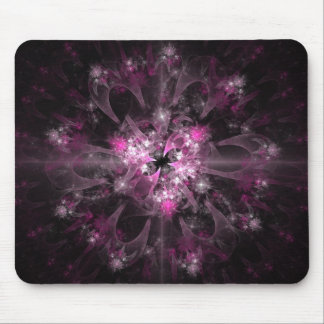 Alfombrilla De Ratón Fractal negro y rosado
