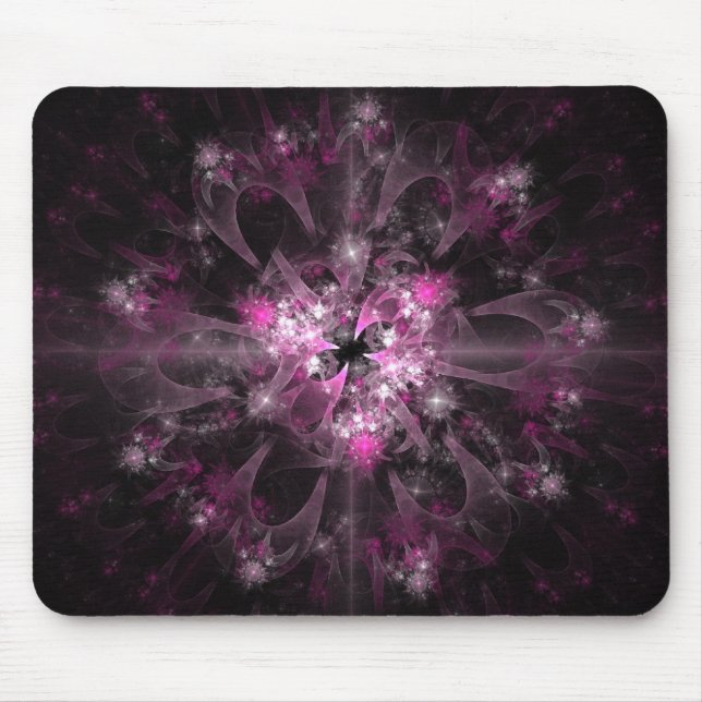Alfombrilla De Ratón Fractal negro y rosado (Frente)