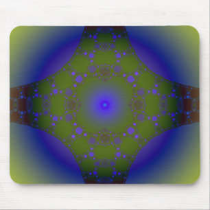 Alfombrilla De Ratón Fractal verde y azul