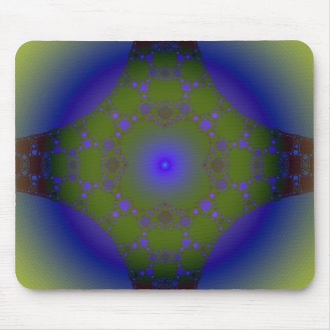 Alfombrilla De Ratón Fractal verde y azul (Frente)