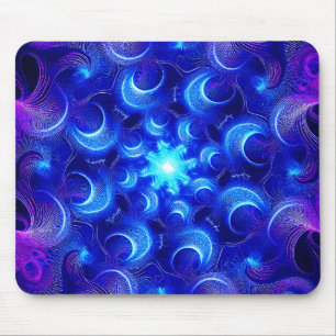 Alfombrilla De Ratón Fractales de Luna Creciente Azul