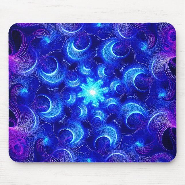 Alfombrilla De Ratón Fractales de Luna Creciente Azul (Frente)