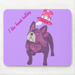 Alfombrilla De Ratón Französische Bulldogge Mousepad mit Zylinder