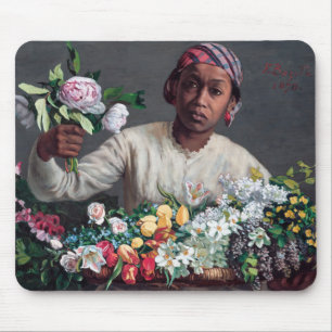 Alfombrilla De Ratón Frederic Bazille - Mujer joven con peonías