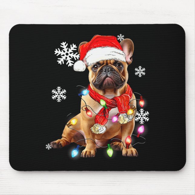 Alfombrilla De Ratón French Bulldog Dog Christmas Light Pajama Pet Xmas (Frente)