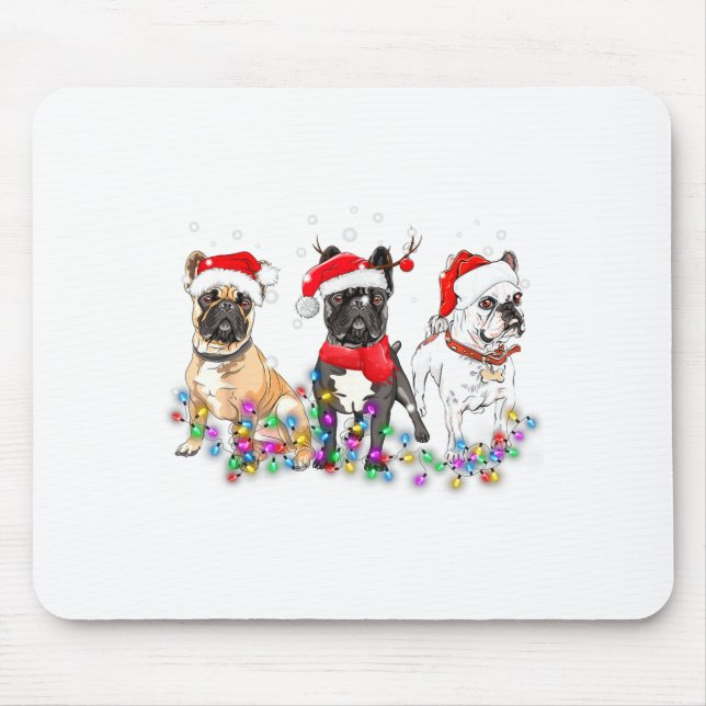 Alfombrilla De Ratón French Bulldog Dog Christmas Lights Cute Pet Match (Frente)