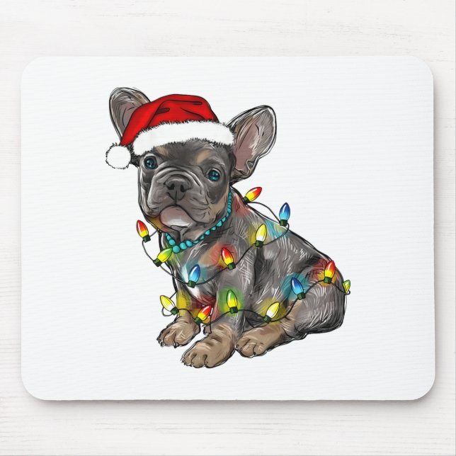 Alfombrilla De Ratón French Bulldog Dog Christmas Lights Santa Xmas Pet (Frente)
