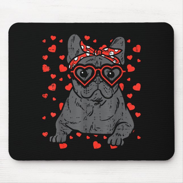 Alfombrilla De Ratón French Bulldog Heart Gles Valentine Day Frenchie D (Frente)