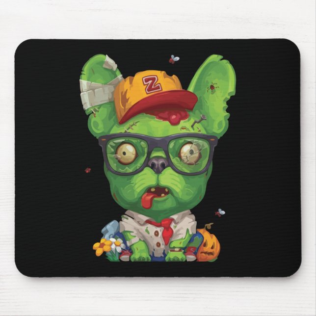 Alfombrilla De Ratón Frenchie Gift | Bulldog francés zombi (Frente)