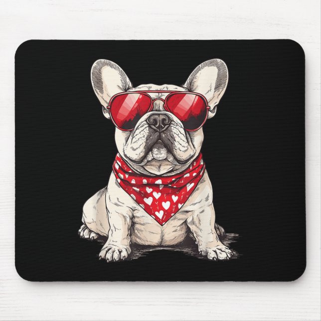 Alfombrilla De Ratón Frenchie Heart Bandana Guay Bulldog francés Lover  (Frente)