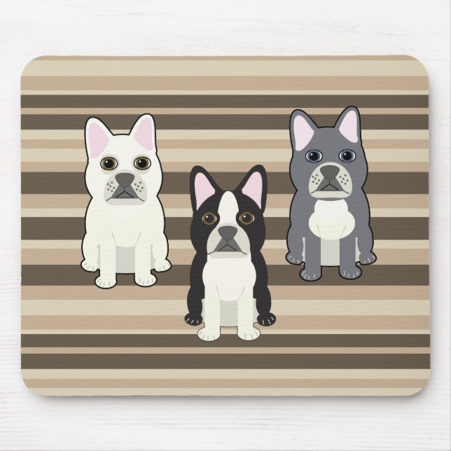 Alfombrilla De Ratón Frenchies Neutral a Rayas (Frente)