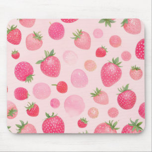 Alfombrilla De Ratón Fresa acuarela Pink Berry Seless Pattern