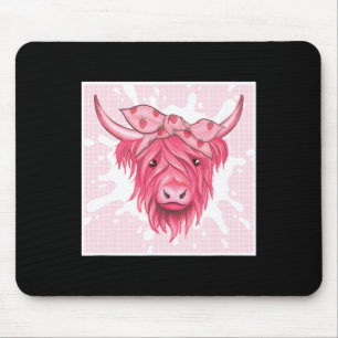 Alfombrilla De Ratón Fresa de vaca rosa Highland Estética Cottagecore