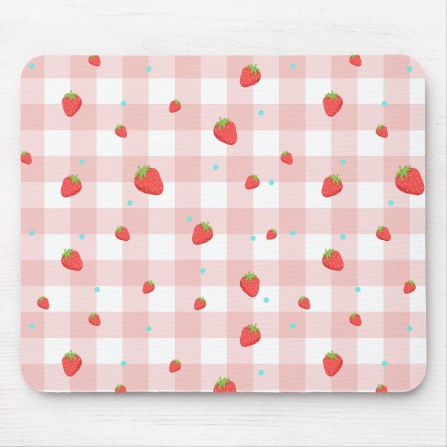 Alfombrilla De Ratón Fresa Gingham Mouse Pad (Frente)