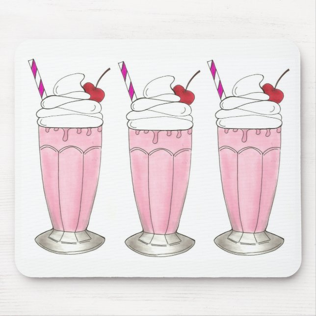 Alfombrilla De Ratón Fresa rosa Shake Helado Milkshake Foodie (Frente)