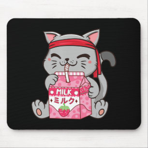 Alfombrilla De Ratón Fresa Sacudir Gato De Fresa Kawaii Neko A