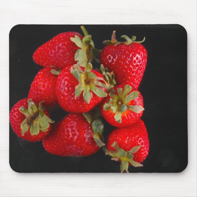 Alfombrilla De Ratón Fresas en Mousepad negro (Frente)