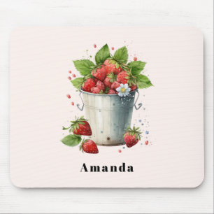 Alfombrilla De Ratón Fresas frescas recolectadas en un cubo