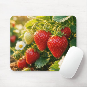 Alfombrilla De Ratón Fresas Maduras Colgando de una Planta