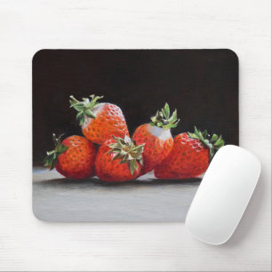 Alfombrilla De Ratón Fresas Realistas Pintura al Óleo de Naturaleza Mue