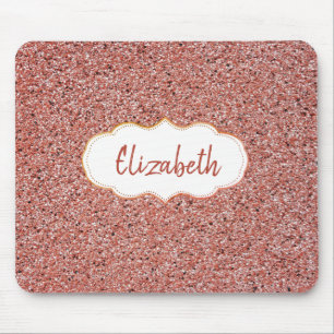 Alfombrilla De Ratón Fresco Rojo Moderno, Mármol, Marco -Personalizado