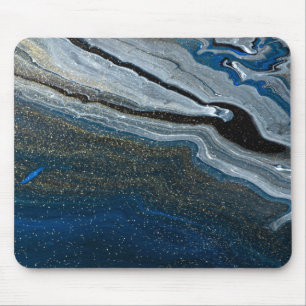 Alfombrilla De Ratón Fria Piedra Geométrica Azul Mármol