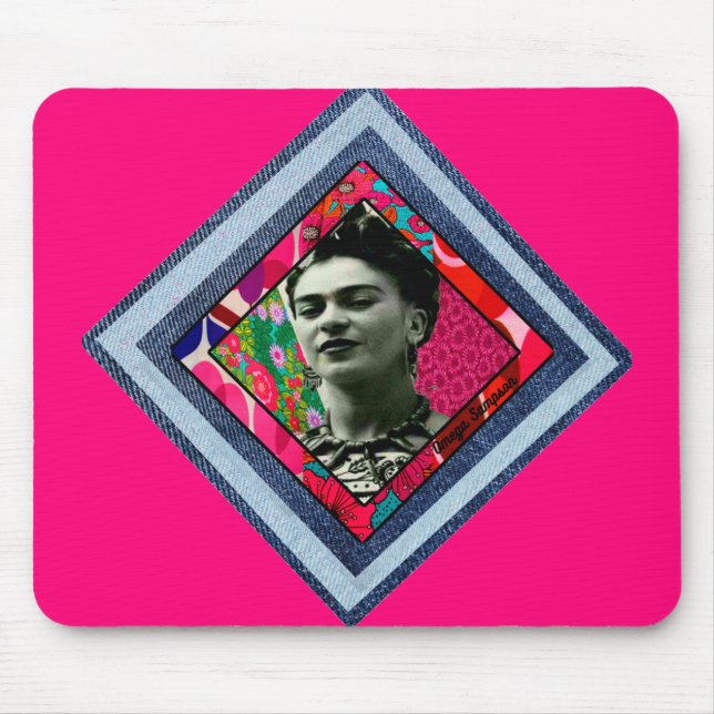 Alfombrilla De Ratón Frida Kahlo Retro Denim Diamond (Frente)