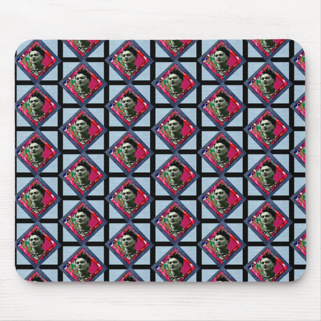 Alfombrilla De Ratón Frida Kahlo Retro Pink Denim (Frente)