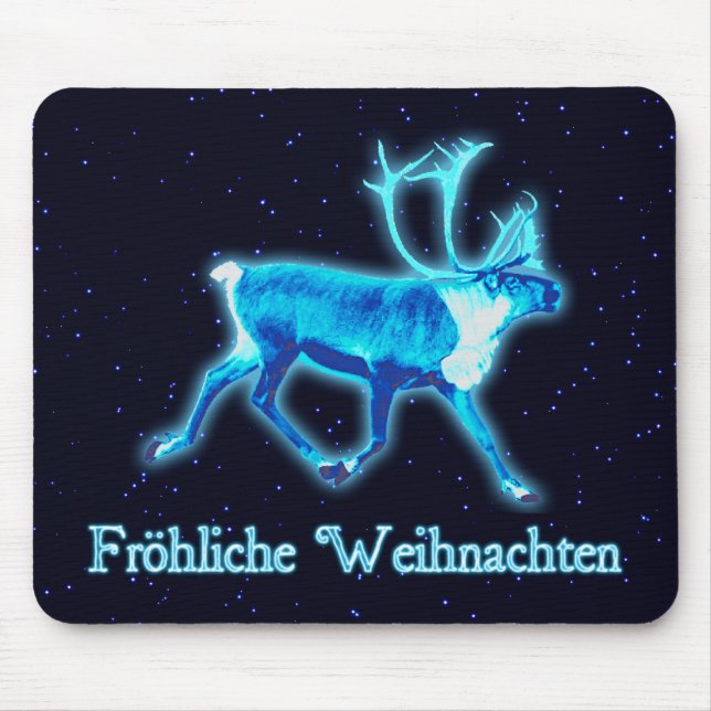 Alfombrilla De Ratón Froehliche Weihnachten - Blue Caribou (Reno) (Frente)