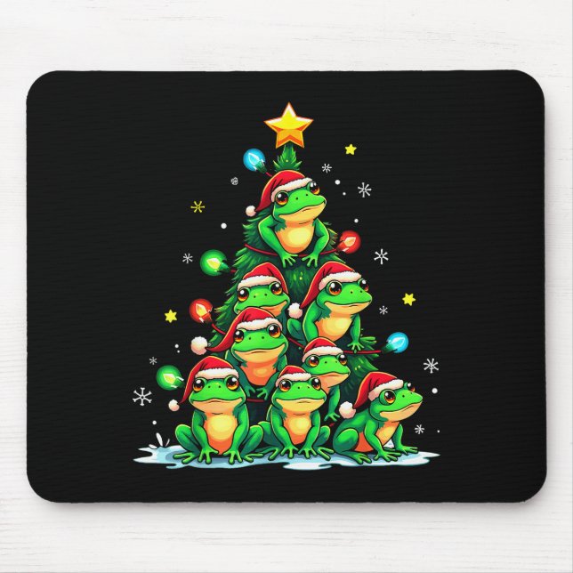 Alfombrilla De Ratón Frog Christmas Tree Funny Hopper Holiday Cute Frog (Frente)