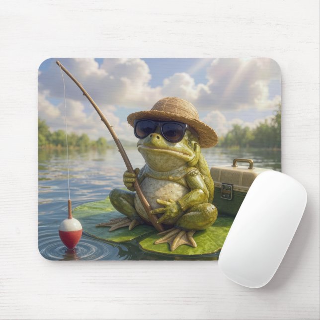 Alfombrilla De Ratón Frog Fishing From a Lily Pad (Con ratón)