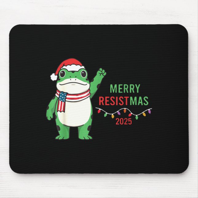 Alfombrilla De Ratón Frog Retro Merry Resistmas Funny Litical Christmas (Frente)