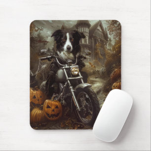 Alfombrilla De Ratón Frontera Collie Motocicleta Halloween Scary