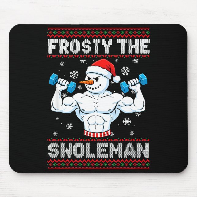 Alfombrilla De Ratón Frosty The Swoleman Ugly Christmas Sweater Funny S (Frente)