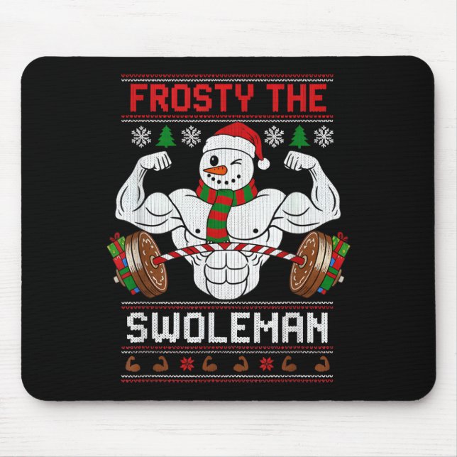 Alfombrilla De Ratón Frosty The Swoleman Ugly Christmas Sweater Funny X (Frente)