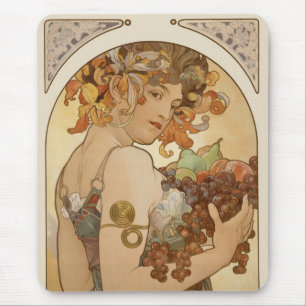 Alfombrilla De Ratón Fruta de Alphonse Mucha, Art Nouveau vintage
