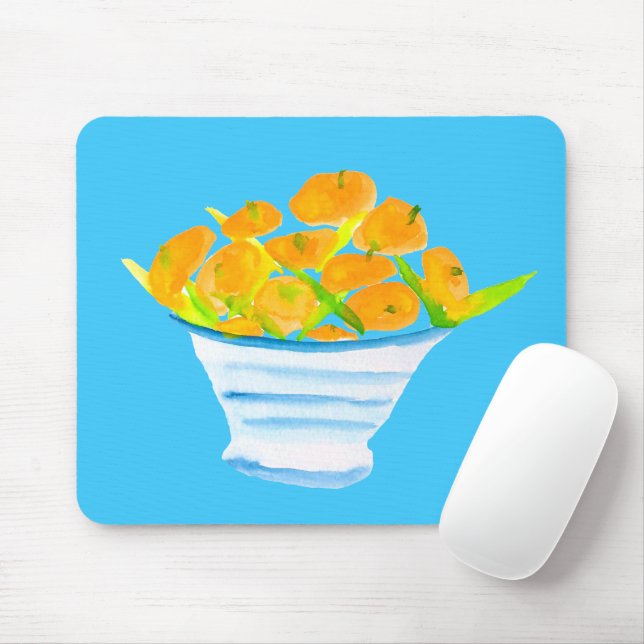 Alfombrilla De Ratón fruta naranja acuarela (Con ratón)