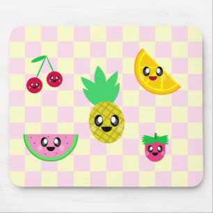 ALFOMBRILLA DE RATÓN FRUTAS KAWAII MUY FELICES SABOR DELICIOSO